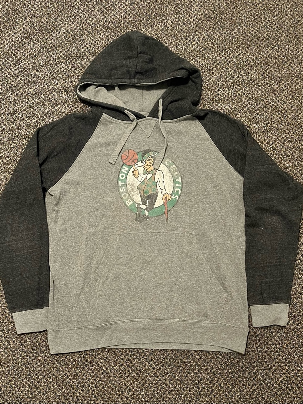 Fanatics Gray and Black Boston Celtics Raglan Pullover Hoodie